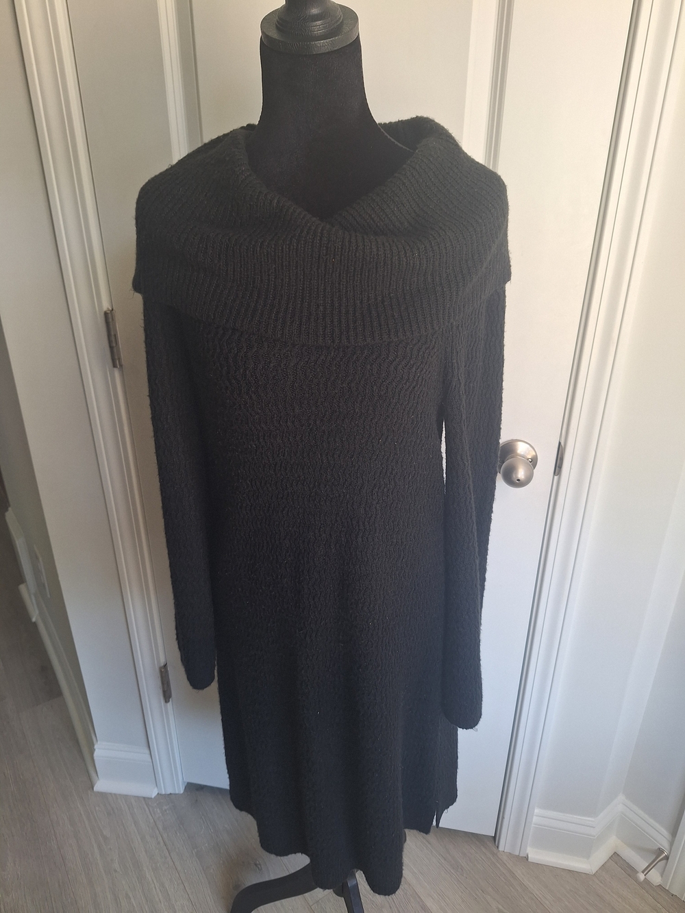 LOFT Black Off-Shoulder Cowl Neck Sweater Dress